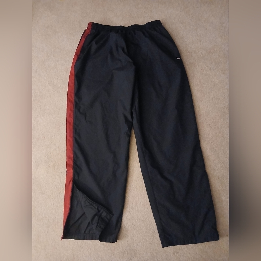 VINTAGE Nike Track Pants Men XXL Black Nylon Active Zip Cuff Swoosh 90s FL